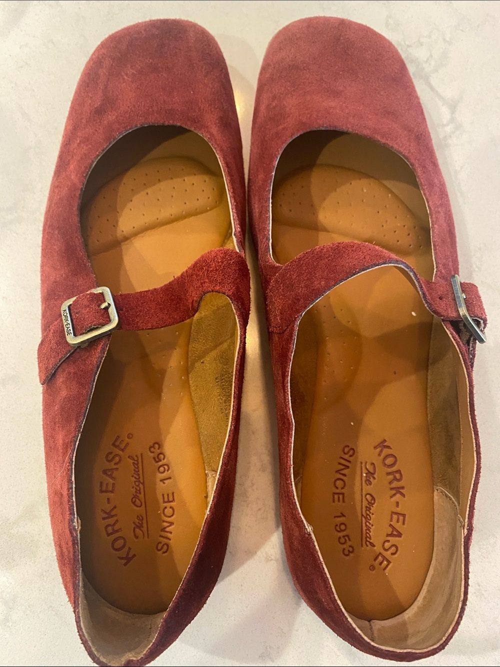 Kork-Ease Women's Suede Mary Jane Flats in Burgundy/Dark Red size 8 - Picture 3 of 8